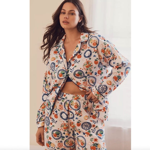 Anthropologie LyreBird Cloud Flannel Pajama Set - Picture 1 of 8